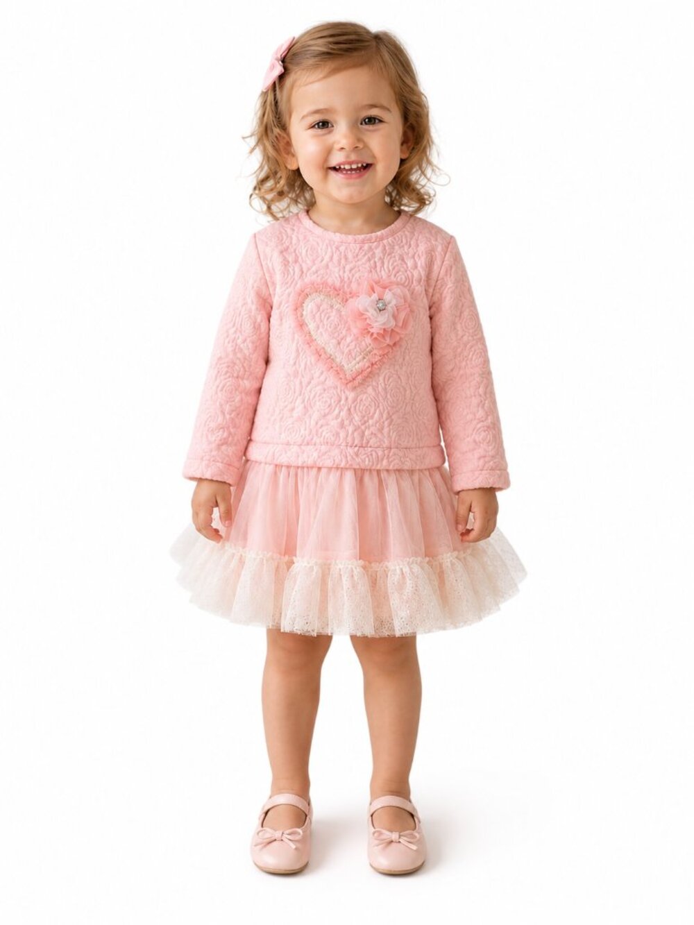 Children's Apparel Network Pink Tulle Dress Textured Top 2T Whimsical